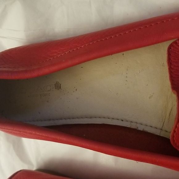 Coach Shoes Coach Flynn Red Leather Flat Driving Shoes Poshmark